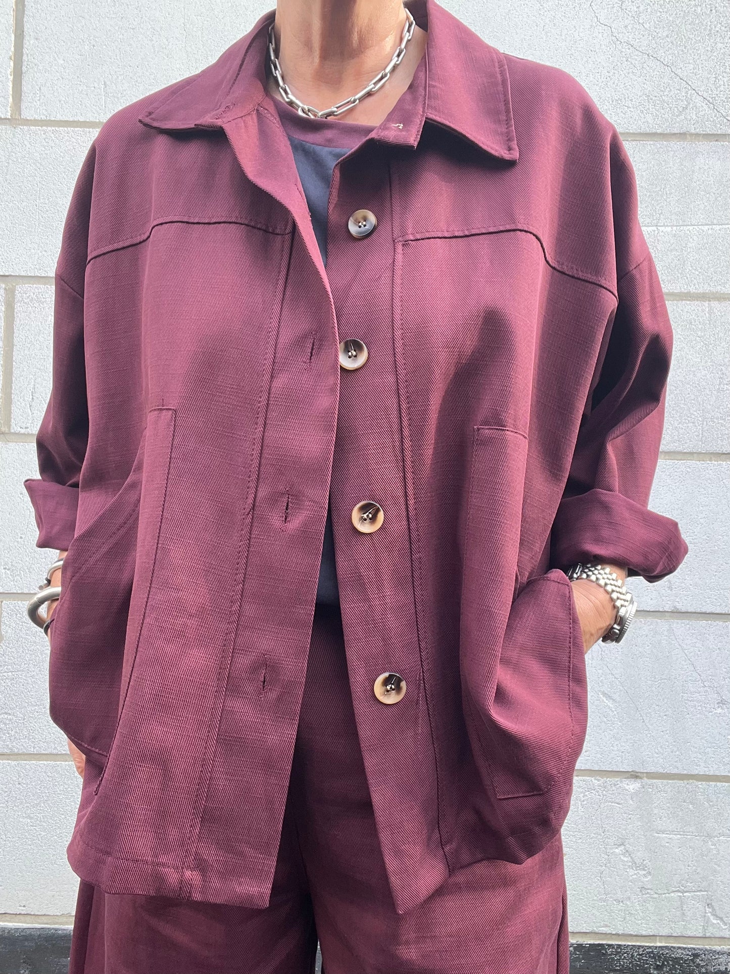 WED veste chemise wine